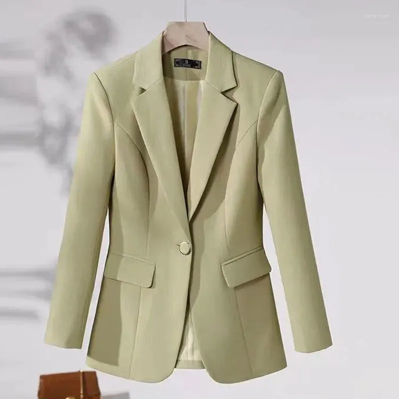 Женские костюмы, гороховый зеленый костюм, женское пальто, весна-осень 2023, модный корейский пиджак с длинным рукавом, женская куртка, повседневные офисные женские топы