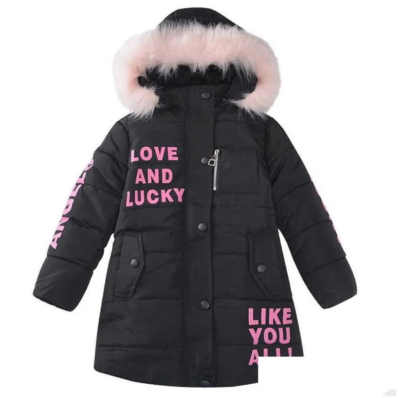 Down Coat Baby Girl Clothes 3-12 Years Old Winter Padded Jacket Warm Fashion Childrens Hooded Girls Faux Fur 211025 Drop Delivery Kids Dhg5C