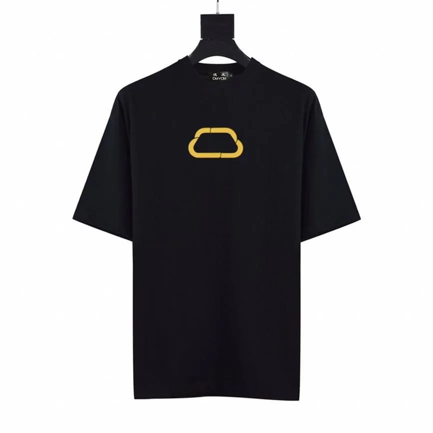 Amarelo oversized camiseta logotipo de bloqueio impresso t camisa dos homens designer t camisas paris marca verão camiseta feminina alta qualidade top353t