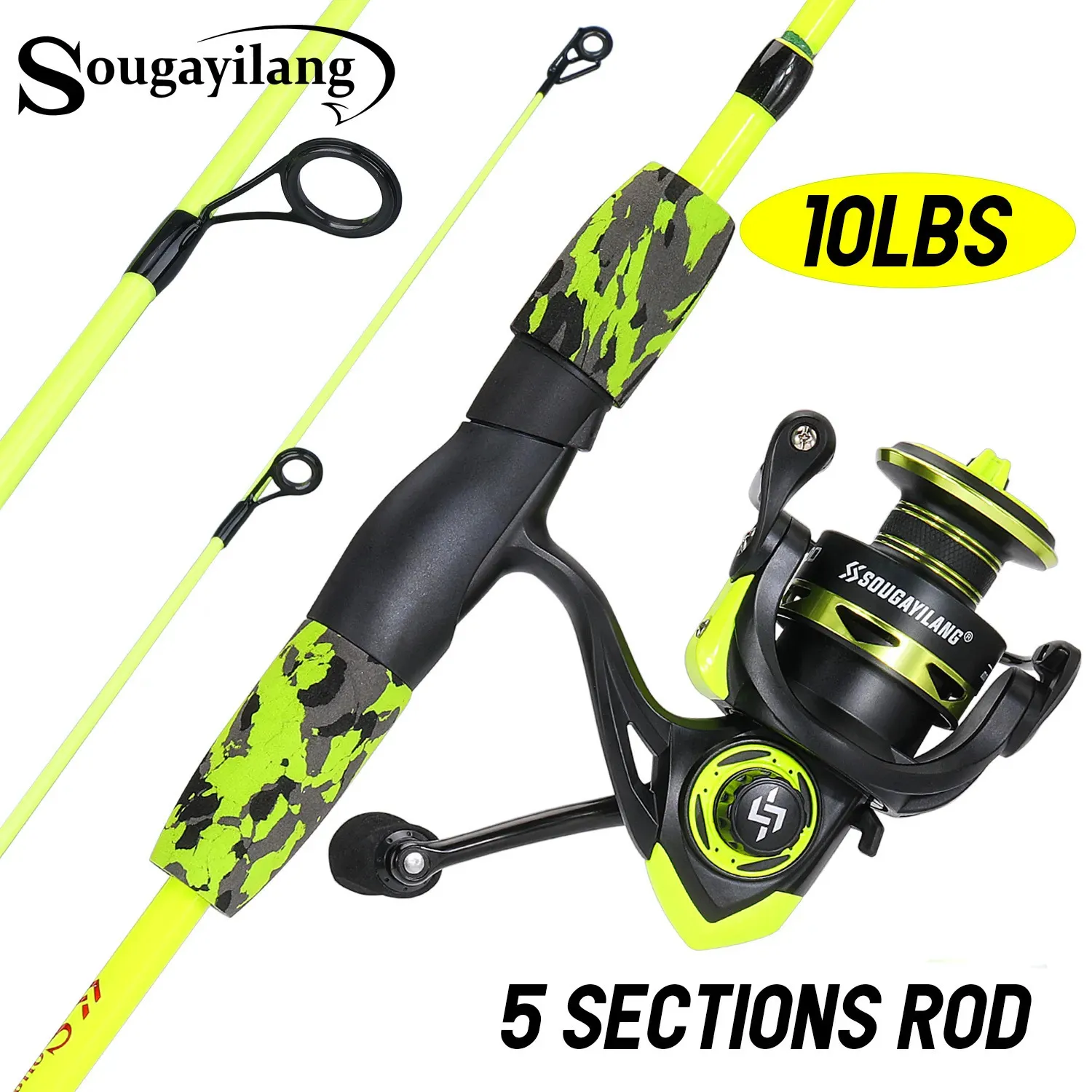 Fishing Accessories Sougayilang Rod Combo 1.66m 5sections Glass Fiber and 5.2 1 Gear Ratio Metal Spool 10lb Spinning Reel Pesca 231030