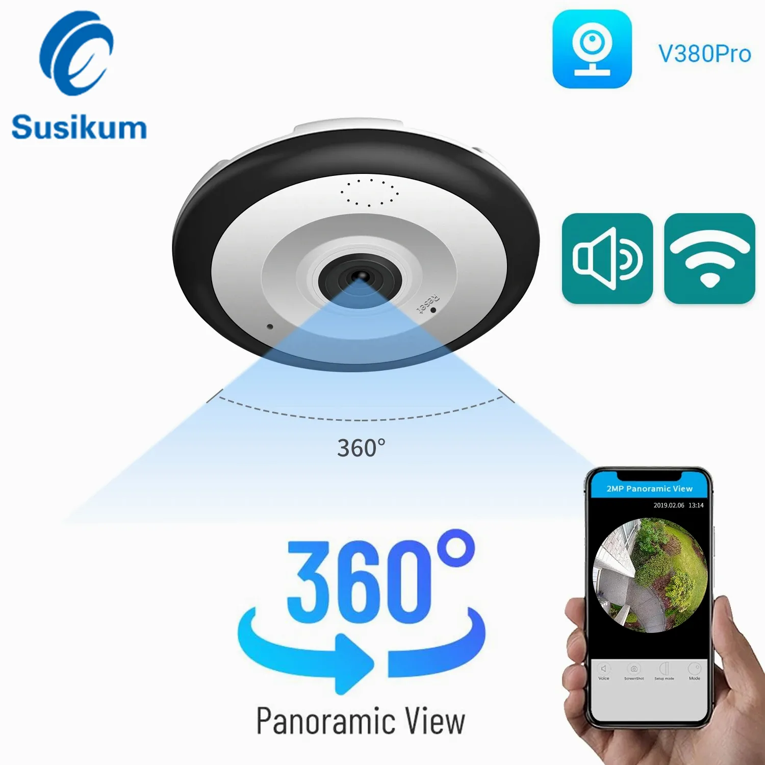 5MP 360 Panoramic WiFi Camera V380 Pro Two Ways Audio Smart Home Security Protection Surveillance Mini Camera