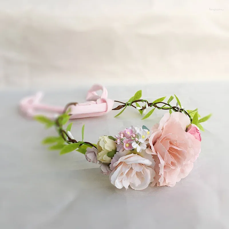 Accessoires pour cheveux Couronne de fleurs rose blush