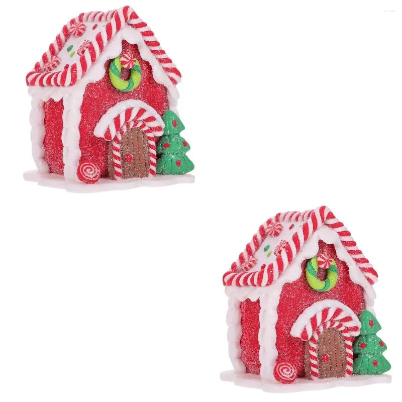 Decorative Figurines 2 PC Christmas Wedding Ceremony Decorations Gingerbread House Ornaments Resin Party