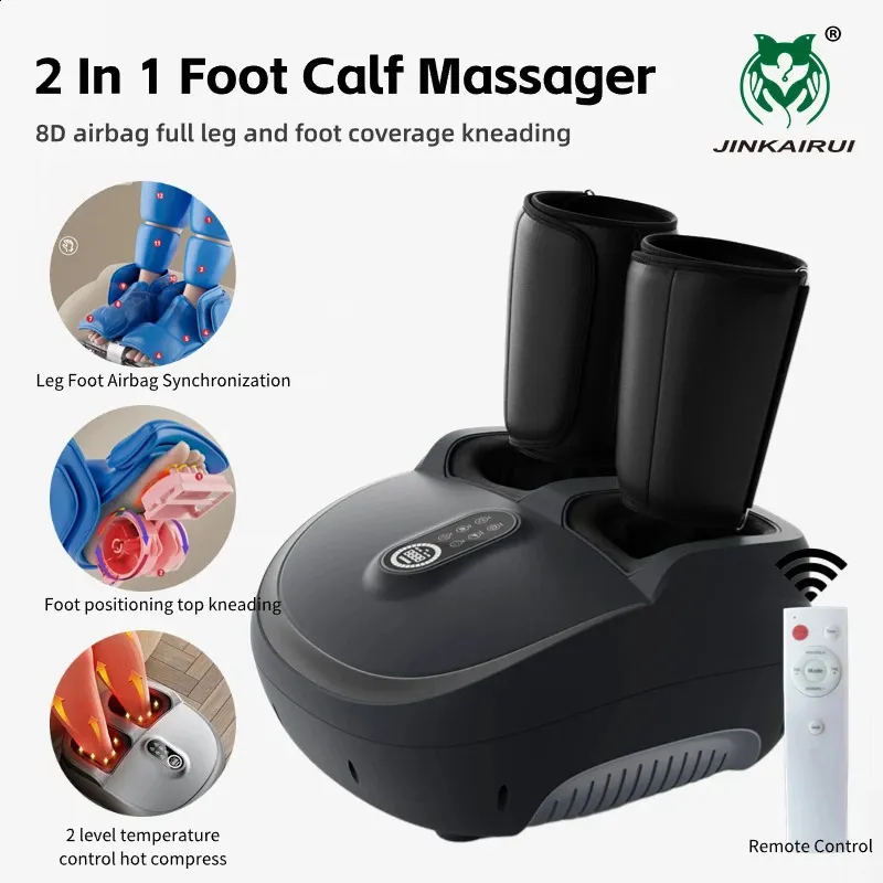 Masseur de pieds Machine électrique intelligente vibrateur thérapie de chauffage infrarouge Shiatsu pétrissage pression d'air Fatigue soulager cadeau 231114