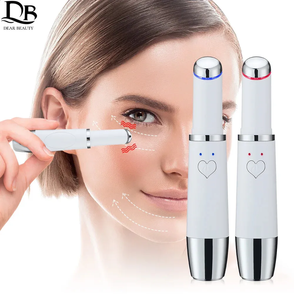 Ansiktsvårdsenheter Electric Eye Massager Vibration Värme Antiageing Wrinkle Dark Circle Borttagning Portable Beauty Pen Massage 231030