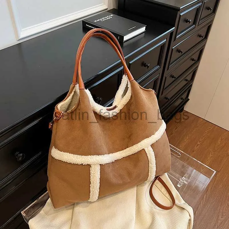 Shoulder Bags 2-piece/set large warm synthetic suede body bag suitable women's 2023 fashion designer soft trend winter bag walletcatlin_fashion_bags