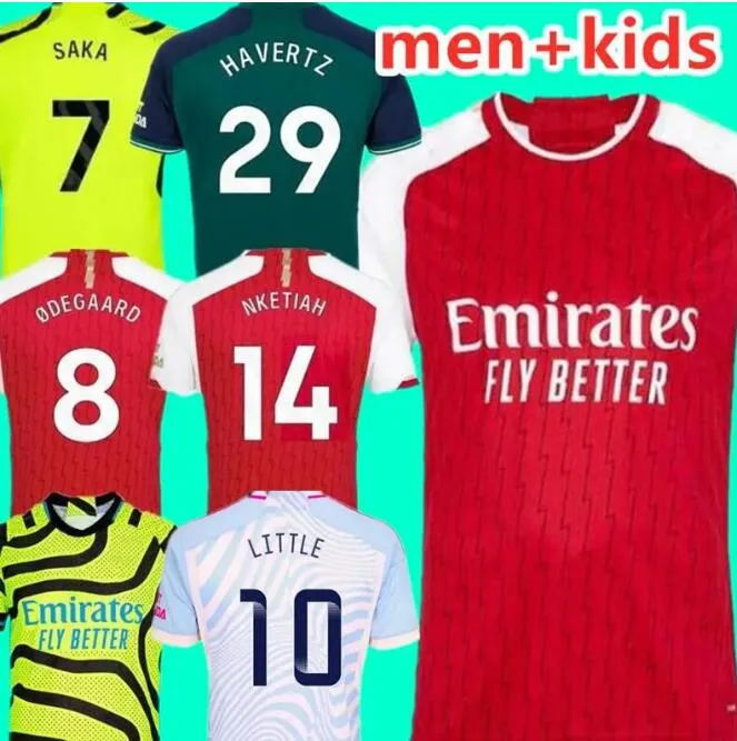 23/24 ArsEn Soccer Jerseys Kids Kit 2023 2024 Camisa de futebol Home Away Terceiro 3º Torcedor Versão do jogador Goleiro feminino GK ODEGAARD SKA SMITH ROWE RICE RAMSDALE
