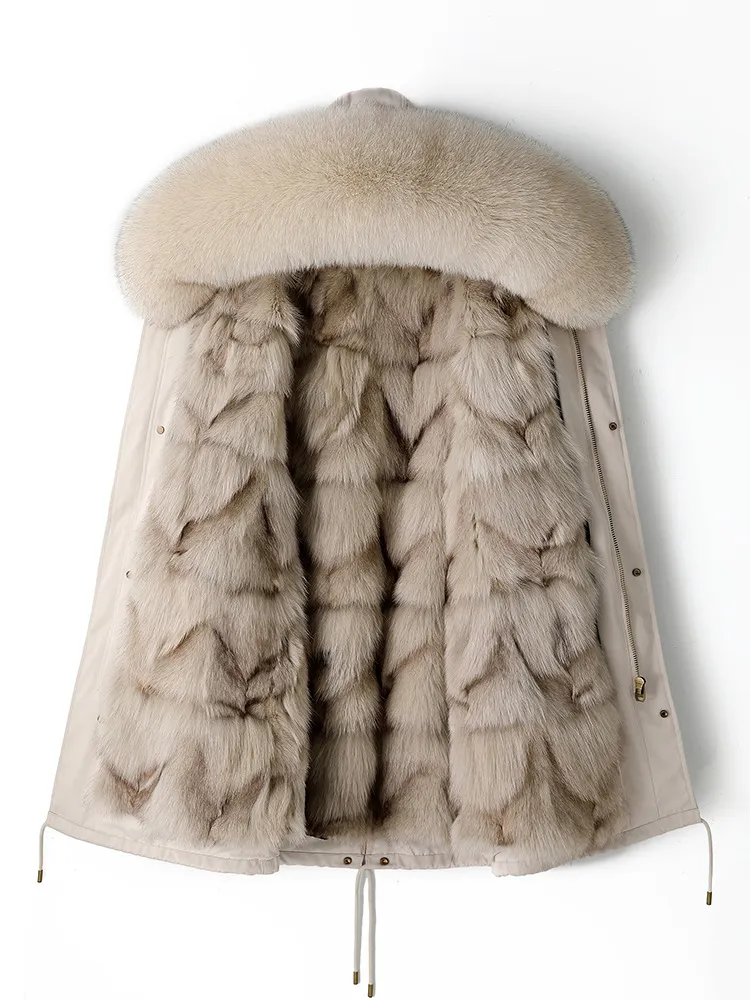 Female Fox Fur Jacket Winter Coat Thickening Warm Windbreakers Women Clothes Plus Size White Tops S M L XL