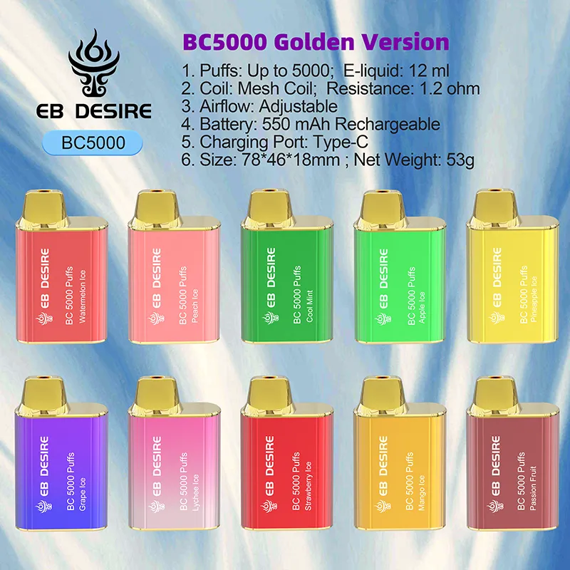 EB DESIRE 5000 7000 9000 10000 12000 sbuffi Vape pen vaper BC5000 BC12000 7K 9K 10K 12K puff Cartuccia pod monouso 550mAh 22ml Batteria Vapes Pods Stick Style