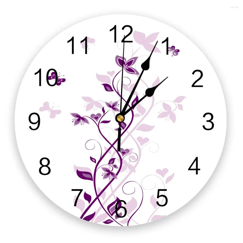 Horloges murales papillon fleur canne vigne blanc horloge ronde créative décor à la maison salon quartz aiguille montre suspendue