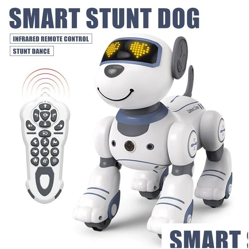 Electric/RC Animals Electric RC Funny Robot Electronic Dog Stunt Voice Command Programmerbar Touch Sense Music Song for Children S Toys Dhgan