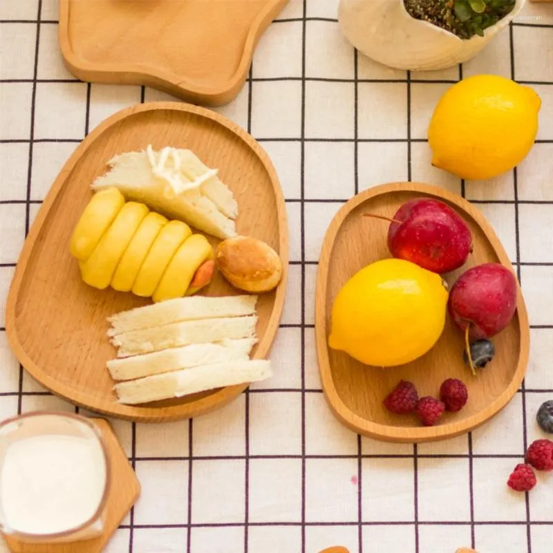 Borden Ovale Keuken Houten Sausschotel Gekruide Mosterdkom Sushi Snack Fruit Azijn Smaakbord Dienblad Plaat