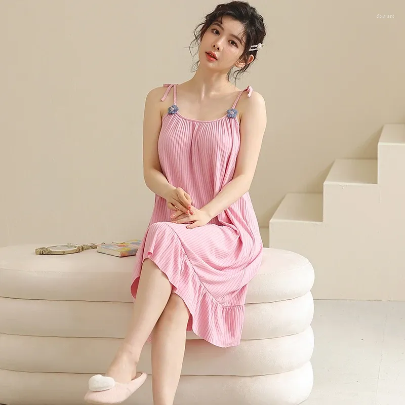 Women's Sleepwear 2023 Female Cotton Nightgown Lady Sexy Spaghetti Strap Night Dress Women Nighties Sleeveless Nightwear Plus Size