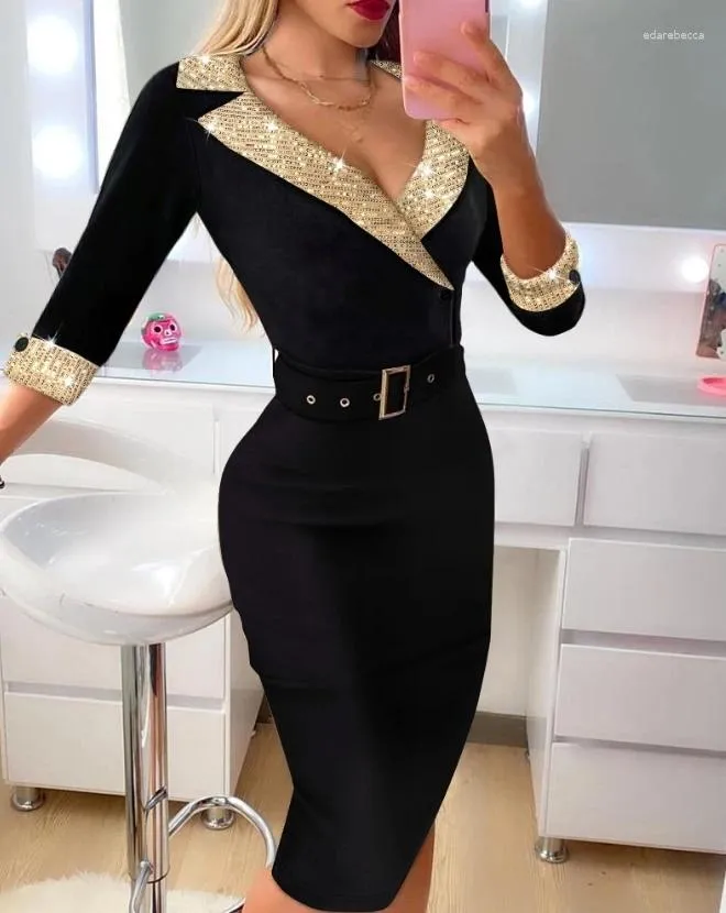 Casual Dresses Women's Slim Fit Half kjol 2023 Säljer Fashion Flash Contrast Sequin Butterfly Tight Dress