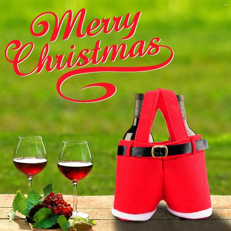 Decoraciones navideñas, bolsas creativas para botellas de vino, pantalones de Papá Noel, decoración para el hogar, feliz regalo, bolso pequeño 2023