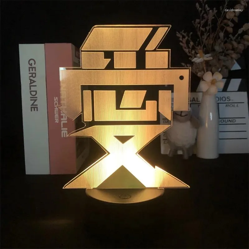 Luzes da noite 3d luz chinês amor cultural para decoração do quarto bonito aniversário colorido presente lâmpada led manga criança adorável presente