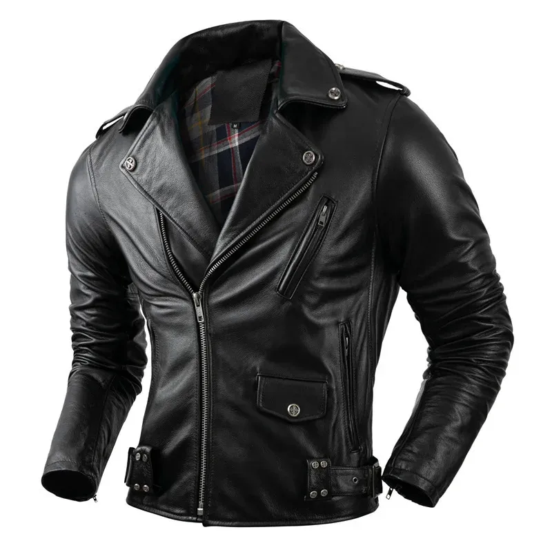 Jaqueta masculina de couro falso real, casaco masculino de couro de vaca, roupas de motociclista, roupas de equitação, moda outono, motocicleta 231031