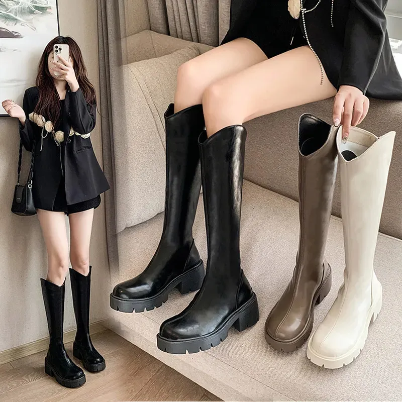 Boots Round Toe Womens Rubber Shoes Winter Footwear Sexy Thigh High Heels BootsWomen Zipper Rain Stiletto Lolit 231030