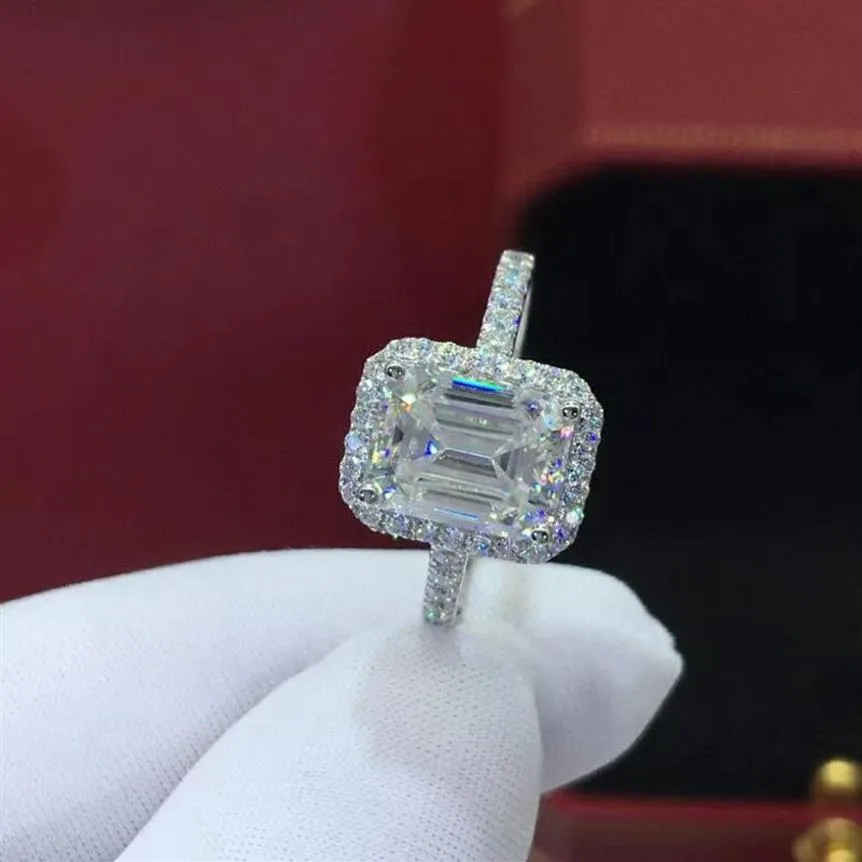 Choucong Brand New Stunning Luxury Jewelry 925 Sterling Silver Princess Cut White Topaz CZ Diamond Gemstones Women Wedding Band Ri255K