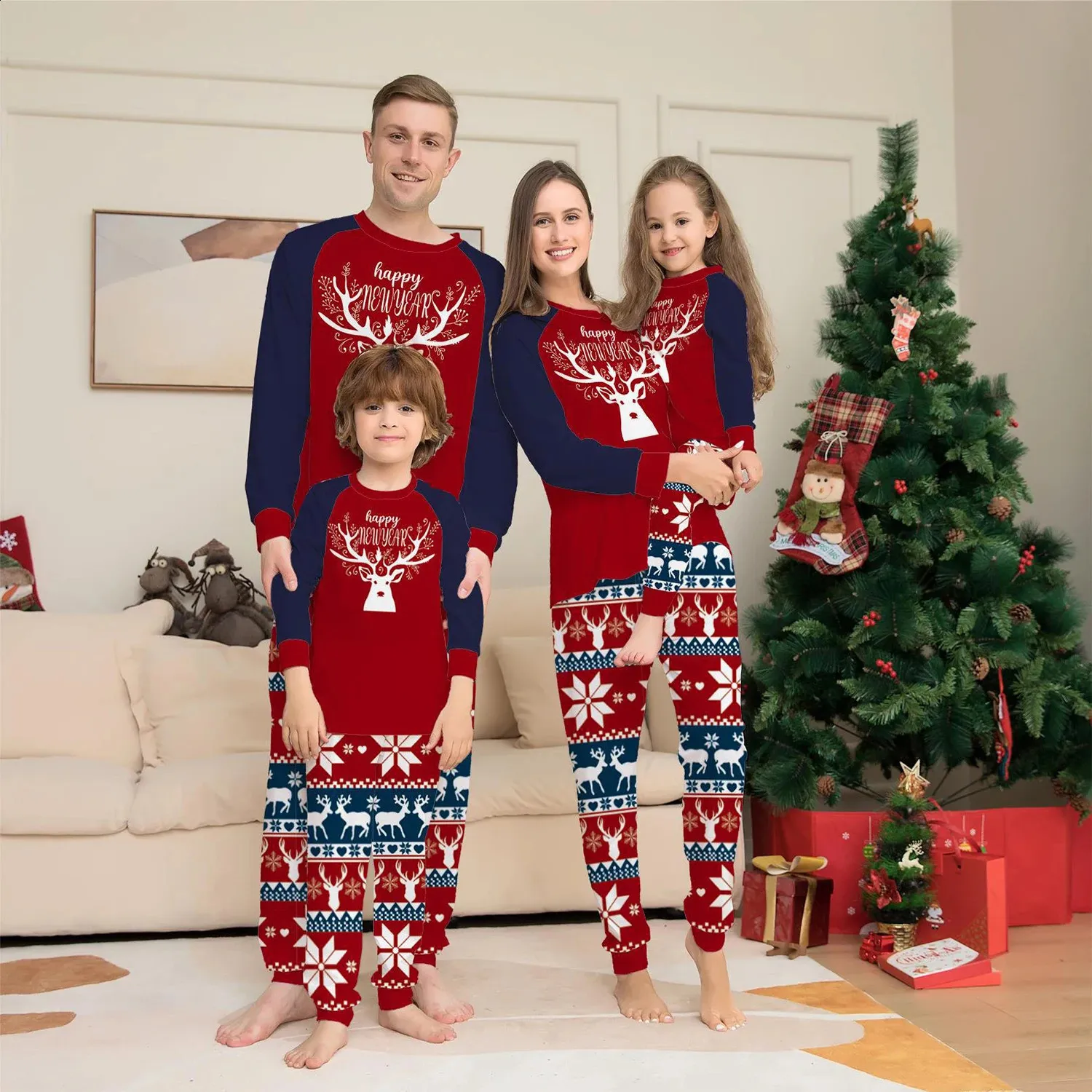 Família combinando roupas pijamas de natal pijamas família olhar terno para pais filhos conjuntos de pijama 2023 231030