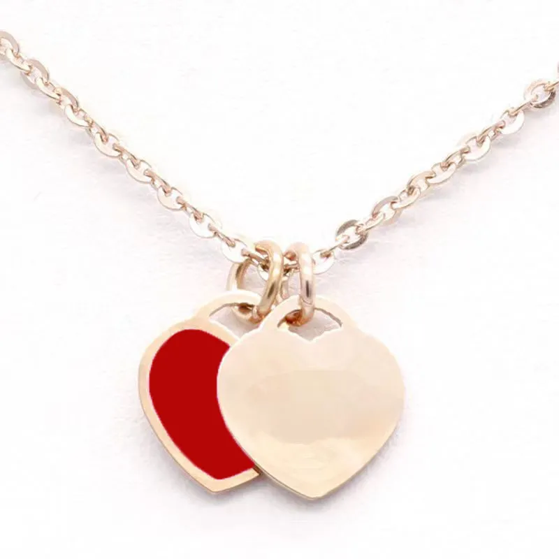 3q9a Pendant Necklaces Designer Ism Classic Popular Women's Jewelry Double Heart Necklace Titanium Steel Allergy Free No Fade