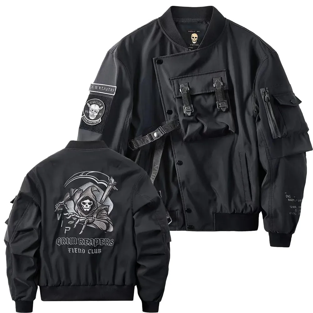 Oversized Gothic Grim Reaper Jacket - Mens Y2K Skull Techwear