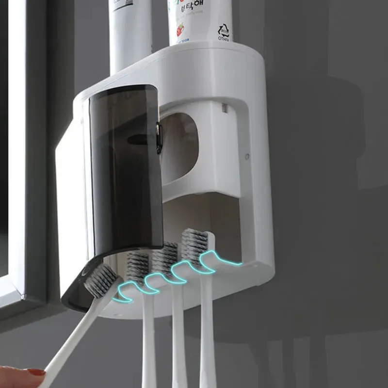 Zahnbürstenhalter Kreative Wandmontage Automatischer Zahnpastaspender Badezimmerzubehör Wasserdichter Lazy Squeezer Halter 231031