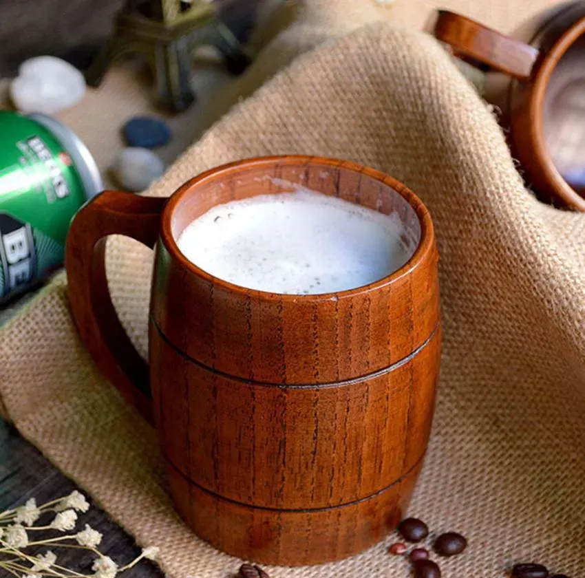Klassisk trä öl te kaffekopp ekovänlig jujube trärugg handgjorda fat vatten flaska juice mjölk värmesäker kopp 10 st gga45
