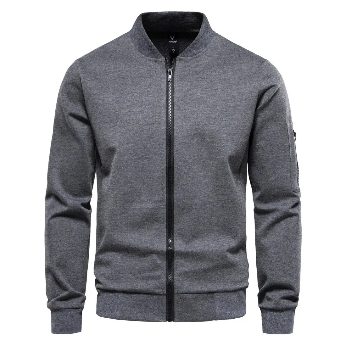 Mens Giubbotti Primavera Autunno Collare del basamento Giacca con cerniera casual Moda Uomo Sport Cappotto di colore solido Maschile Streetwear Bomber 231030