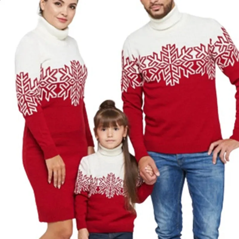 Passende Familie Outfit Kleid Männer Kinder Pullover Strickwaren Weihnachtslook Winter 2024 Warme dicke Weihnachtspullover Eltern-Kind-Outfits 231030