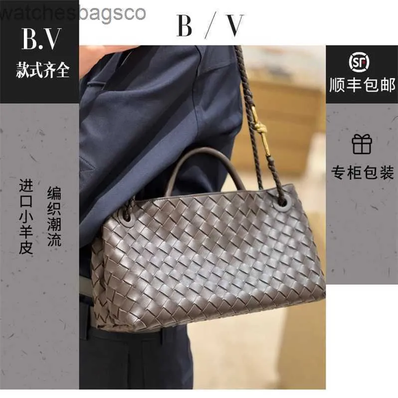 BVS Designer äkta läderhandväska med logotyp Toppkvalitet Vävt lammhudpendling gjord av manuell tung industri yi7if