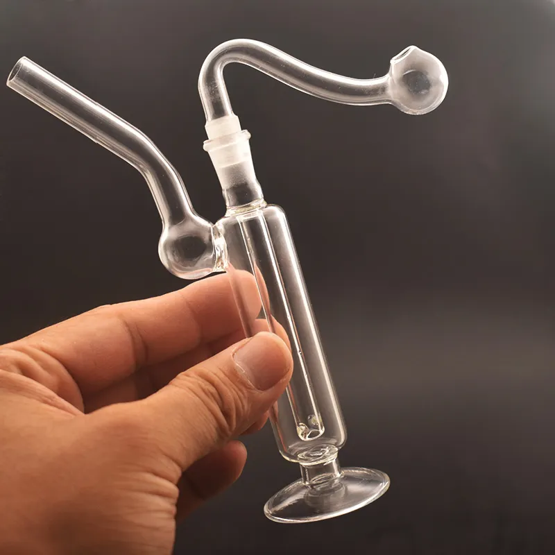 Toptan küçük cam yağ brülör bong nargile su boruları taban dengeleyici baş geri dönüşümlü dab teçhizat külü yakalayıcı bongs ile 10mm erkek cam yağ brülör boru