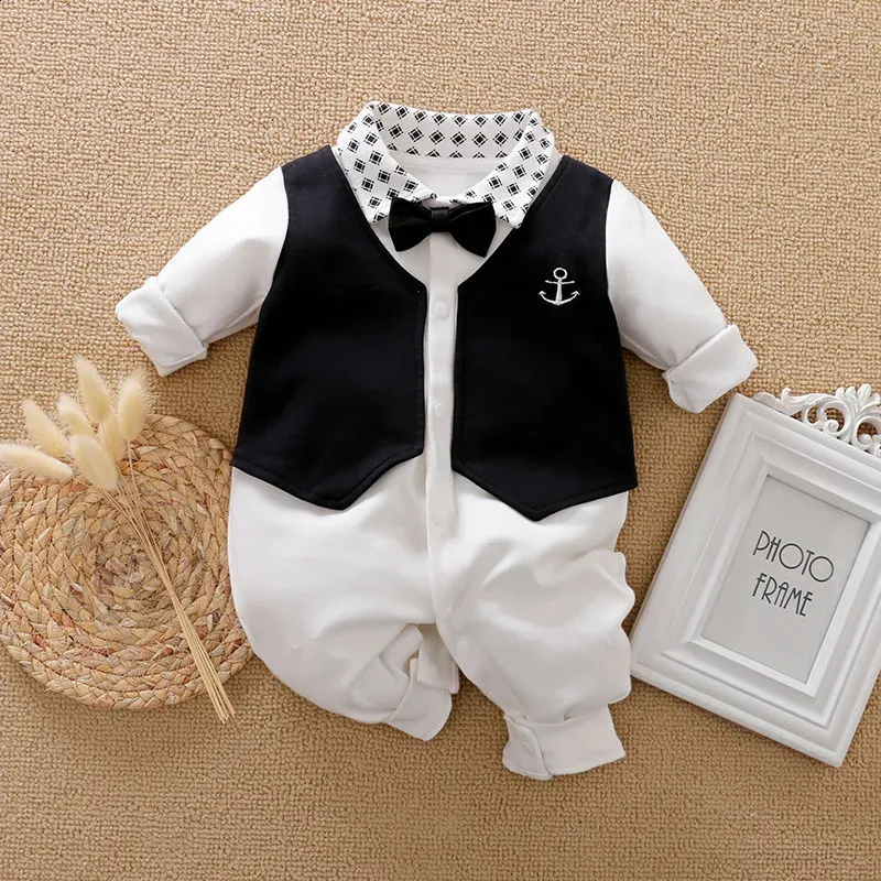 12 Month Romper: Newborn Baby Boy Clothes Set Gentleman Overalls