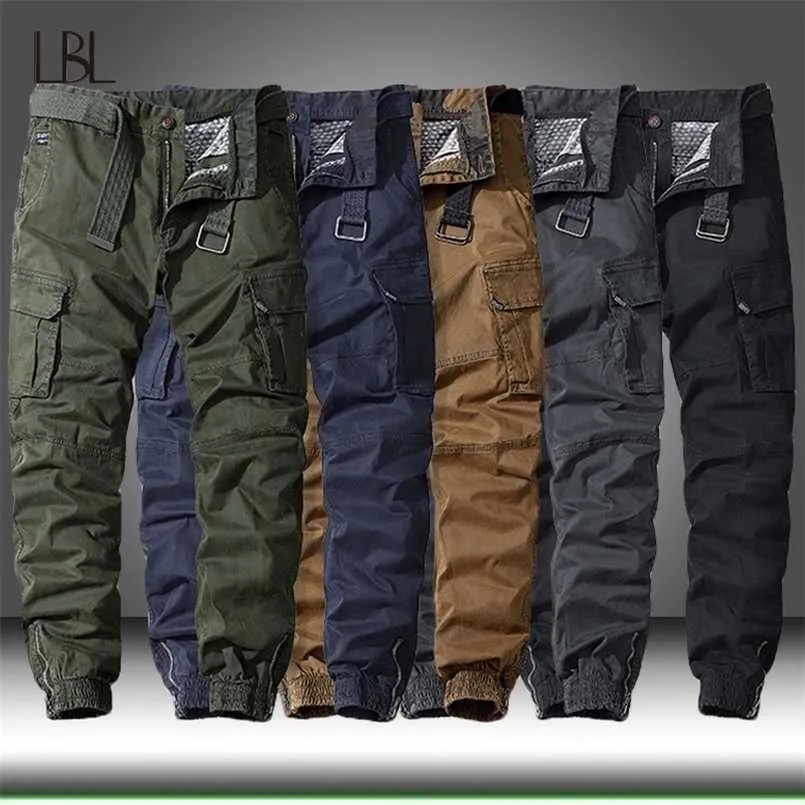 Men voor mannen Casual katoenen vrachtbroek Elastische buiten wandelen King Tactische trainingsbroek Mannelijke militaire multi-pocket gevechtenbroeken 220311