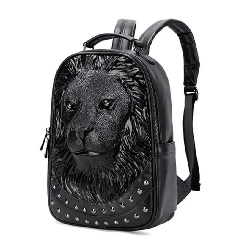 Backpack Casual 3D Lion Thick Leather Women For Female Daily Travel Fashion Women's Daypack Bag Girls Boys School Book Backpa2668