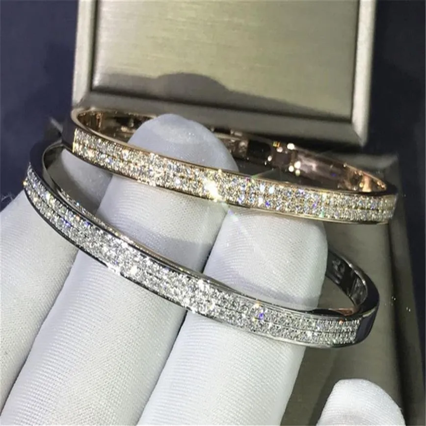 Trendy Pave Lab Diamond Bangle 925 Sterling Srebrna impreza zaręczyn bransoletki dla kobiet Bridal Charm Wedding Accessaries191v