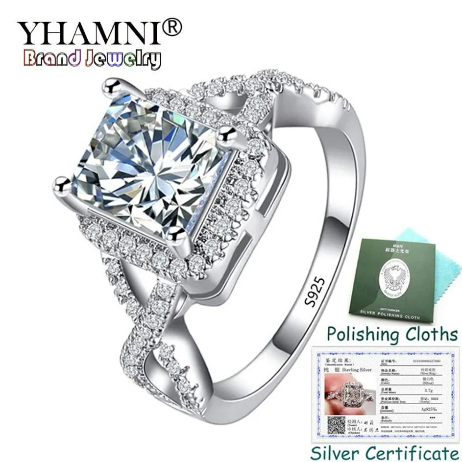 Certificat en argent envoyé bijoux fins Original 925 bague en argent haut 8 6mm 2 5Ct CZ Zircon anneaux de mariage cadeau pour les femmes KPR065317J