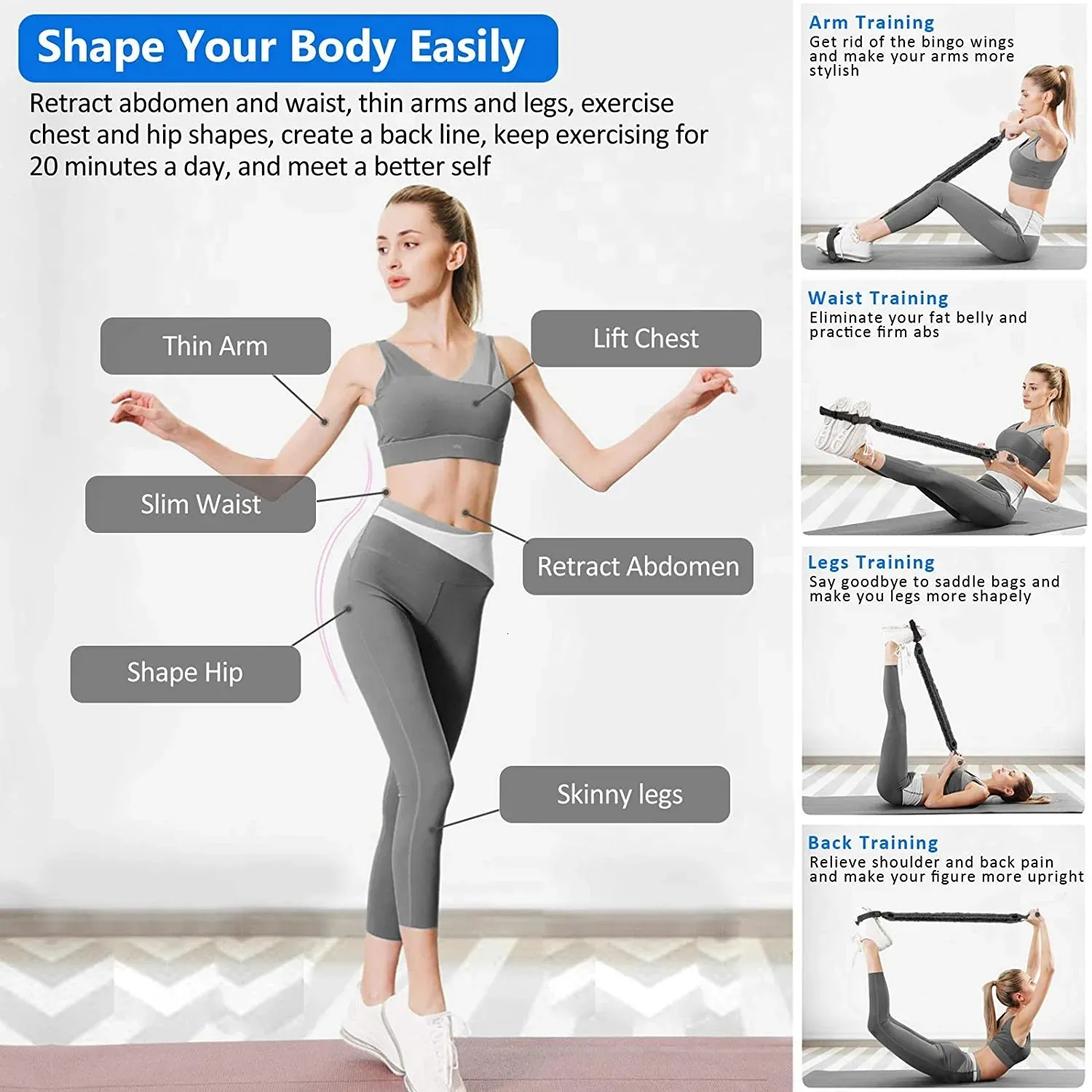 Pedal Resistance Bar Home Gym Set With Handle And Elastic Rope Ideal For Fitness Bodybuilding Gym Workouts And Sit Up Expander 231031 From Huan0009 17.87 DHgate.Com