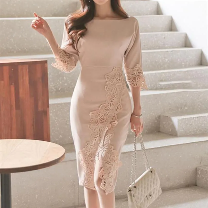 Sukienki swobodne jesienne eleganckie sukienki Koreańskie biuro mody