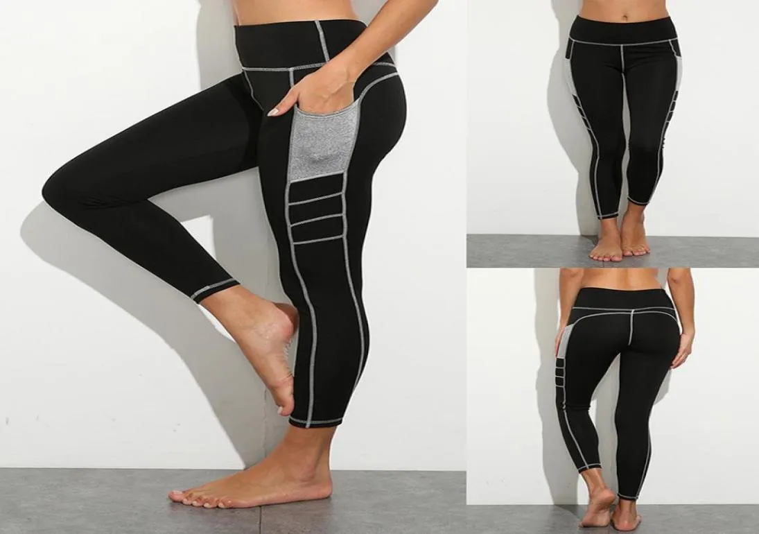 Cintura alta apertada leggings de corrida com bolso fitness yoga pant confortável alta elástica calças treino legging calças activewear5006724