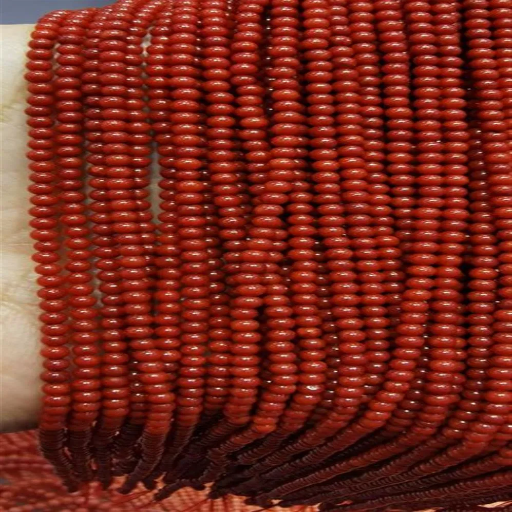 5strands genuine rare Red Coral Smooth Round Beads Natural Stone Gemstone 3-4mm 16inch322J