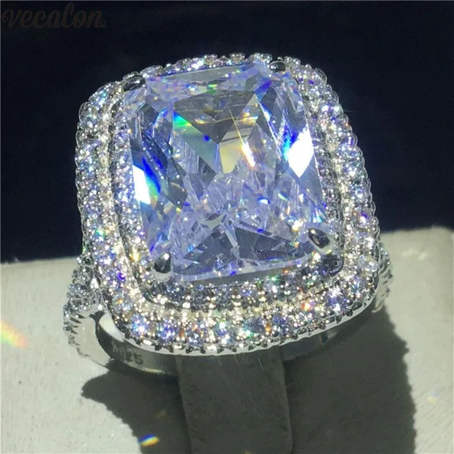 Anello Vecalon Princess Promise in argento sterling 925 con 6 ct 5A Cz Anelli di fidanzamento per fedi nuziali per le donne Gioielli da dito da sposa2632