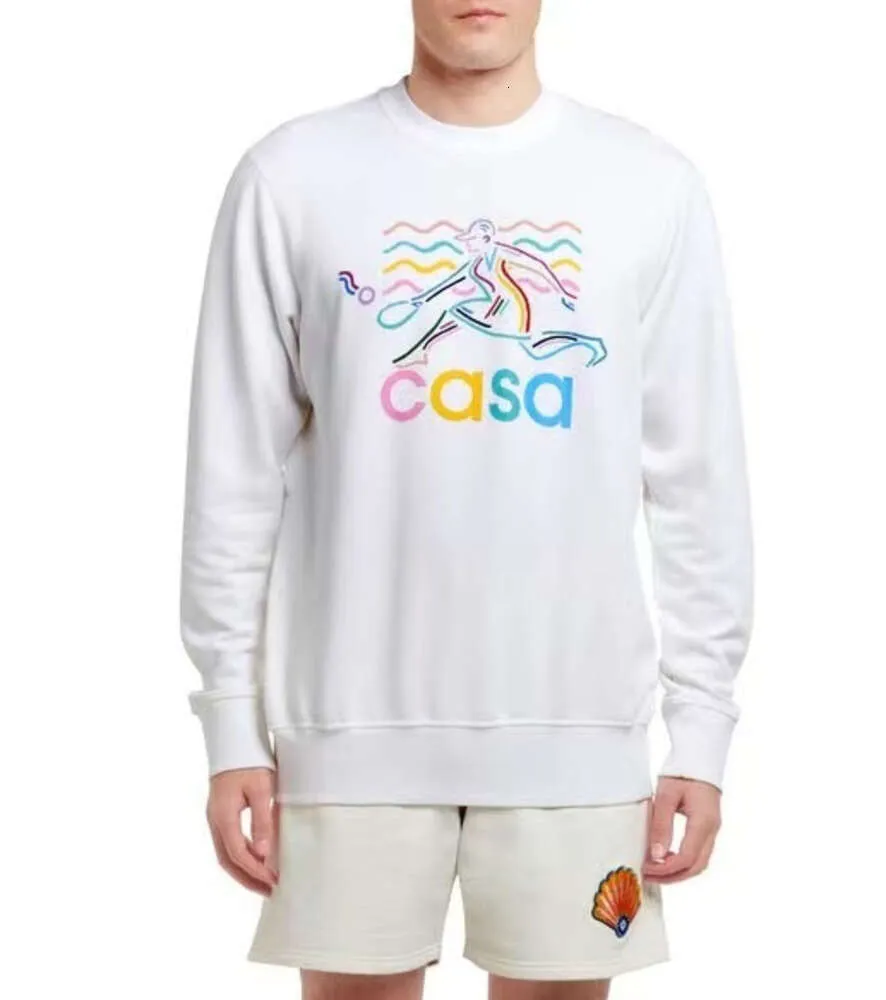 Casablanca Kapuzenpullover, neues Designer-Sweatshirt, Hawaii, langärmelig, klassischer Stil, heißer Buchstabe, schmales Oberteil, Tide-Baumwolle, Rundhalsausschnitt, lässig, vielseitig, Kapuzenpullover, Casablanc