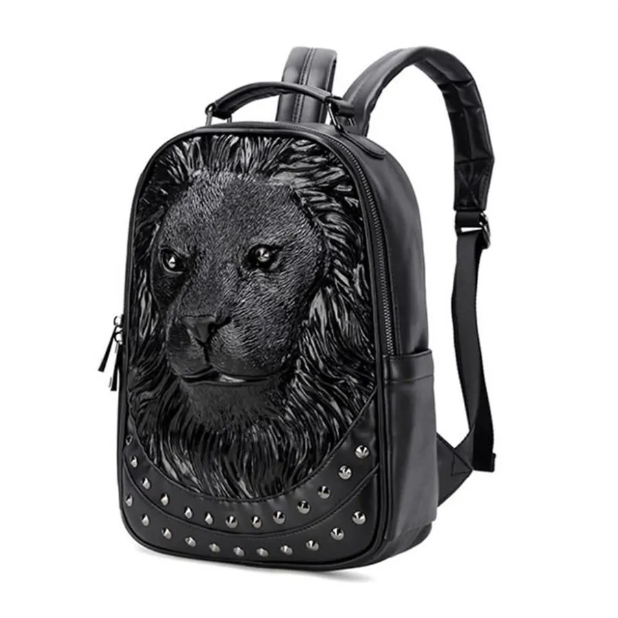 Backpack Casual 3D Lion Thick Leather Women For Female Daily Travel Fashion Women's Daypack Bag Girls Boys School Book Backpa285c