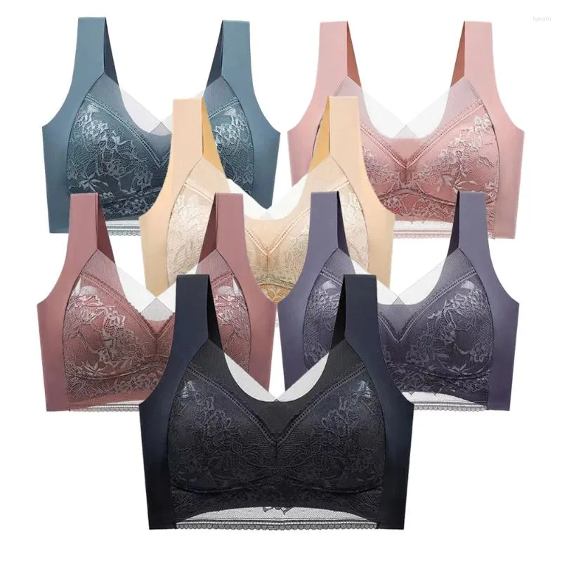 Yoga Outfit 6XL Reggiseno sportivo in pizzo per donna Crop Top Fintness Running Gym Reggiseni sportivi Push Up Bralette Active Wear