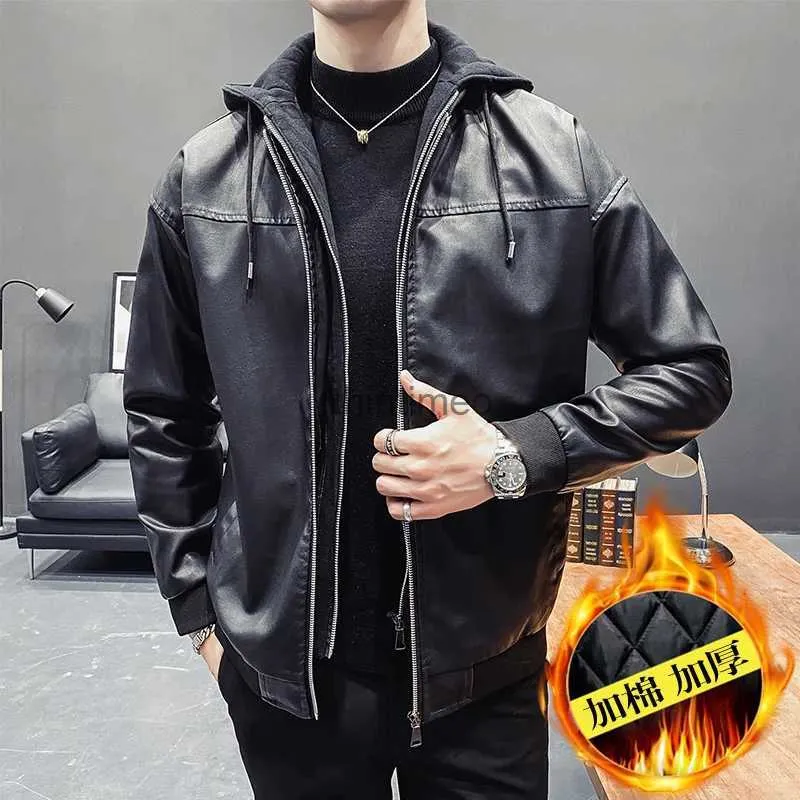 Pu hooded biker jacket 2025