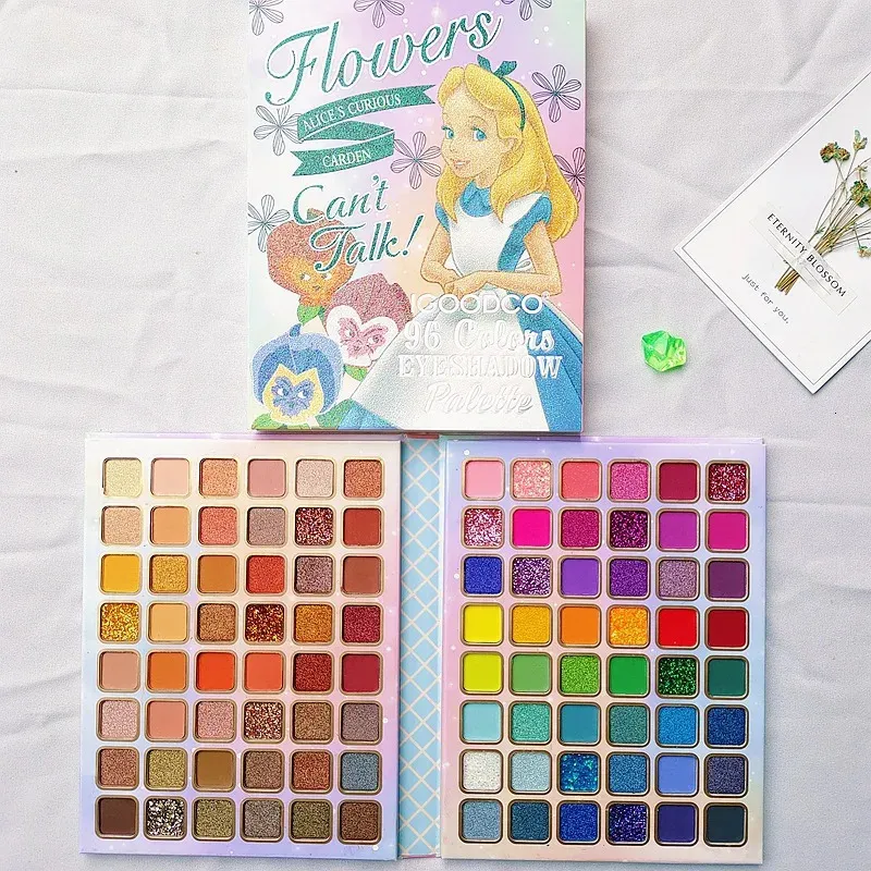 Cień do powiek 96 Kolory Alice Cień Okacz Tablica Shimmer Mat Shimmering Powder Sequins Podwójna warstwowa makijaż zestaw palety Zestaw kosmetyczny 231031