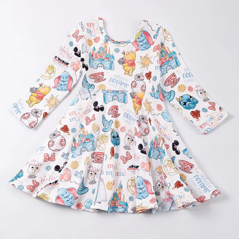 Dancewear Girls Fall Winter Zoobies Characters Print Long Sleeve Dress 231031