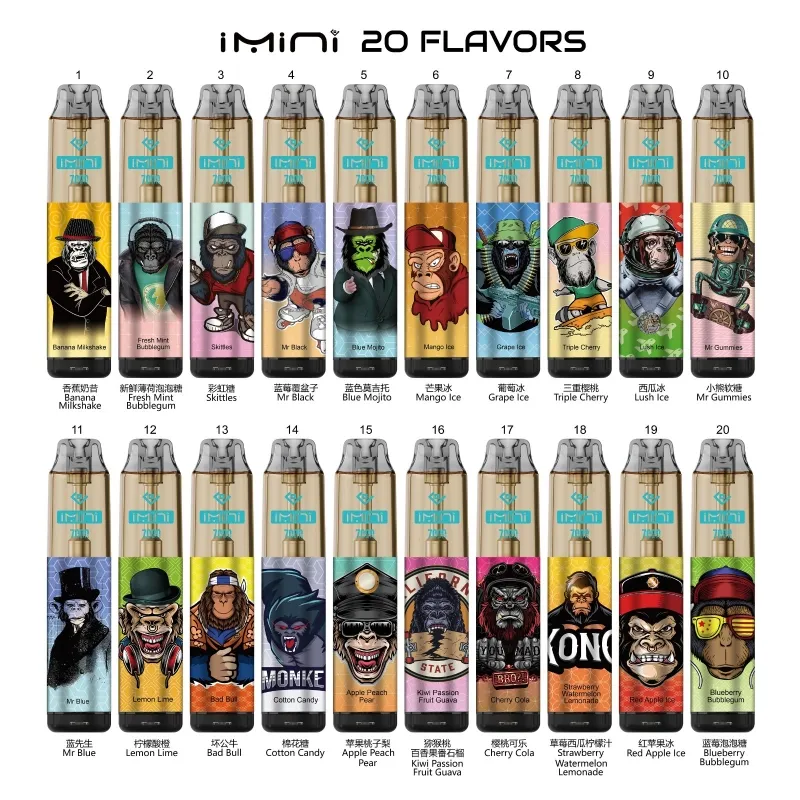 EU Wholesale 7000 Puffs Gorillas E Cigarette Disposable Vape 8000 9000 Cigarette électronique Vape Pen Recharge Flow Alivable 15 ml 20 Flavors Dispositif RVB Lumière