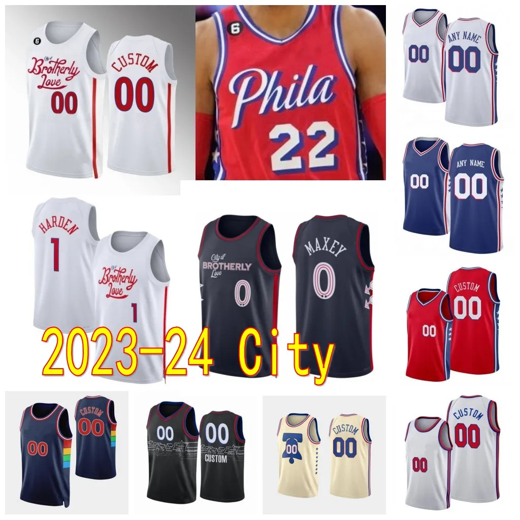 2023/24 the City of Brotherly Love Basketball Jersey James 1 Harden Joel 21 Embiid Patrick 22 Beverley Tyrese 0 Maxey Tobias 12 Harris Mo Bamba Kelly 9 Oubre